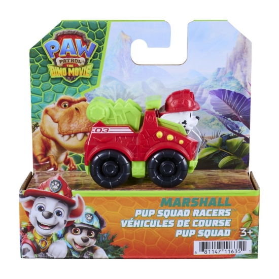 Imagine PATRULA CATELUSILOR FILMUL CU DINOZAURI PUP SQUAD RACERS VEHICUL CU FIGURINA MARSHALL 6.5CM