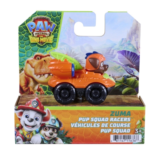 Imagine PATRULA CATELUSILOR FILMUL CU DINOZAURI PUP SQUAD RACERS VEHICUL CU FIGURINA ZUMA 6.5CM