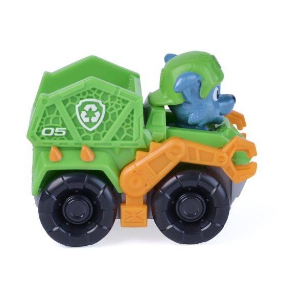 Imagine PATRULA CATELUSILOR FILMUL CU DINOZAURI PUP SQUAD RACERS VEHICUL CU FIGURINA ROCKY 6.5CM