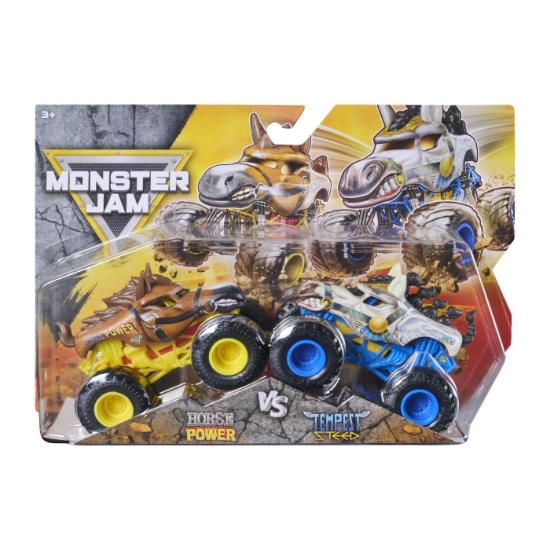 Imagine MONSTER JAM SET 2 MASINUTE METALICE HORSE POWER SI TEMPEST STEED SCARA 1 LA 64