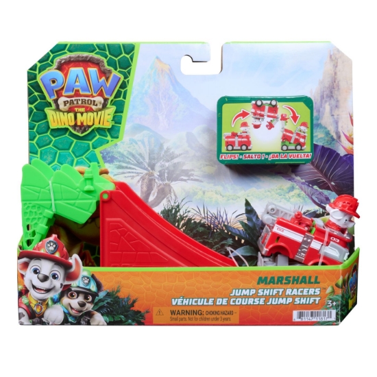 Imagine PATRULA CATELUSILOR FILMUL CU DINOZAURI SET VEHICUL CU RAMPA SI FIGURINA MARSHALL