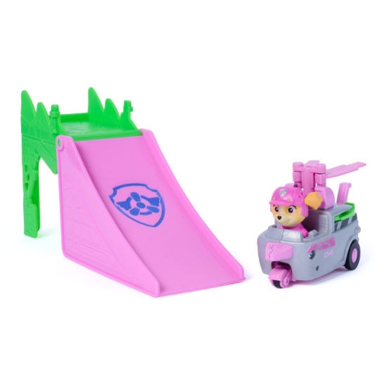 Imagine PATRULA CATELUSILOR FILMUL CU DINOZAURI SET VEHICUL CU RAMPA SI FIGURINA SKYE