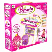 Imagine Instrument muzical pianină electronică Malplay cu scaun și microfon 45 cm înălțime roz