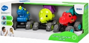 Imagine Set vehicule dinozauri cu sistem pull-back – 3 mașinuțe haioase cu design de construcții, Hola