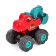 Imagine Set vehicule dinozauri cu sistem pull-back – 3 mașinuțe haioase cu design de construcții, Hola