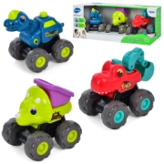 Imagine Set vehicule dinozauri cu sistem pull-back – 3 mașinuțe haioase cu design de construcții, Hola