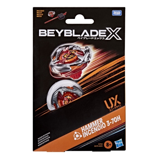 Imagine BEYBLADE X LET IT RIP SET LANSATOR SI ROATA HAMMER INCENDIO 3-70H