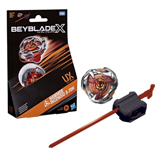Imagine BEYBLADE X LET IT RIP SET LANSATOR SI ROATA HAMMER INCENDIO 3-70H