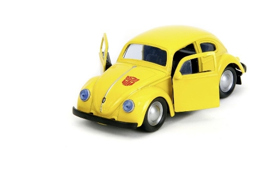 Imagine JADA TRANSFORMERS MASINUTA METALICA BUMBLEBEE VOLKSWAGEN BEETLE SCARA 1 LA 32