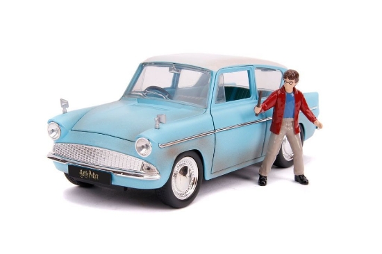Imagine JADA HARRY POTTER SET FIGURINA HARRY POTTER SI MASINUTA METALICA FORD ANGLIA 1959 SCARA 1 LA 24
