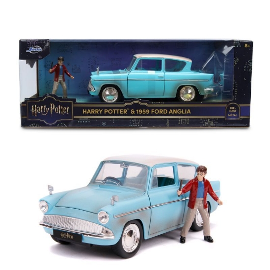 Imagine JADA HARRY POTTER SET FIGURINA HARRY POTTER SI MASINUTA METALICA FORD ANGLIA 1959 SCARA 1 LA 24