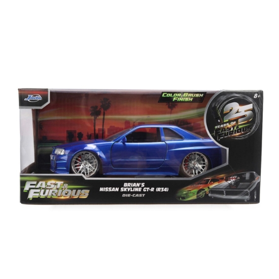 Imagine JADA FAST AND FURIOUS MASINUTA METALICA BRIANS NISSAN SKYLINE GT R R34 SCARA 1 LA 24