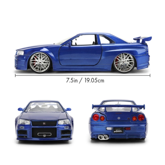 Imagine JADA FAST AND FURIOUS MASINUTA METALICA BRIANS NISSAN SKYLINE GT R R34 SCARA 1 LA 24