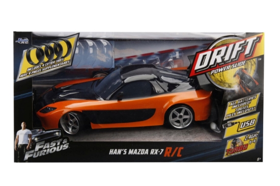 Imagine JADA FAST AND FURIOUS MASINUTA RC CU TELECOMANDA HANS MAZDA RX 7 SCARA 1 LA 10