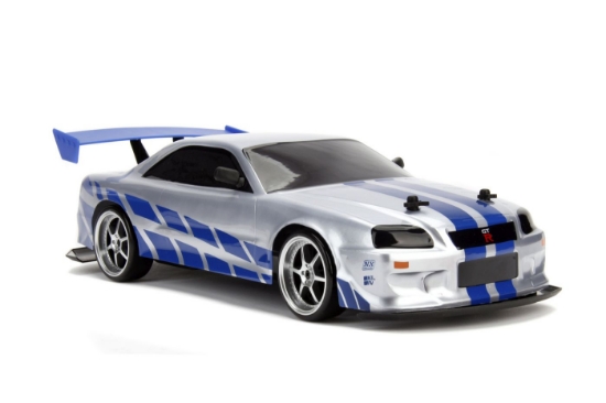 Imagine JADA ELITE FAST AND FURIOUS MASINUTA RC CU TELECOMANDA BRIAN NISSAN SKYLINE GTR R34 SCARA 1 LA 10