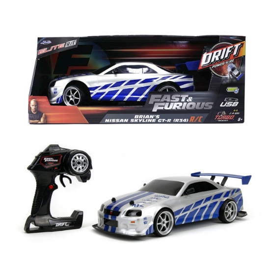 Imagine JADA ELITE FAST AND FURIOUS MASINUTA RC CU TELECOMANDA BRIAN NISSAN SKYLINE GTR R34 SCARA 1 LA 10