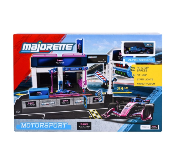 Imagine MAJORETTE SET MOTORSPORT BWT ALPINE F1 TEAM CU MASINUTA INCLUSA ALPINE A525 R19 SCARA 1 LA 64