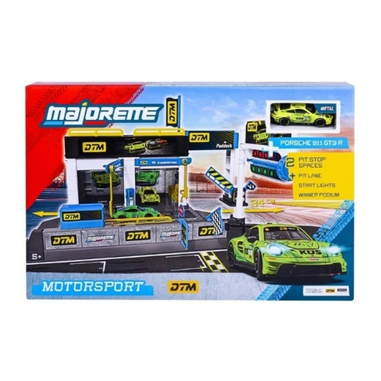 Imagine MAJORETTE SET MOTORSPORT DTM CU MASINUTA INCLUSA PORSCHE 911 GT3 R SCARA 1 LA 64