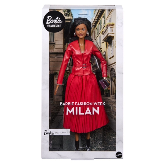 Imagine BARBIE SIGNATURE SAPTAMANA MODEI LA MILANO PAPUSA BARBIE TINUTA ROSIE 