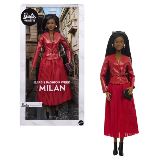 Imagine BARBIE SIGNATURE SAPTAMANA MODEI LA MILANO PAPUSA BARBIE TINUTA ROSIE 