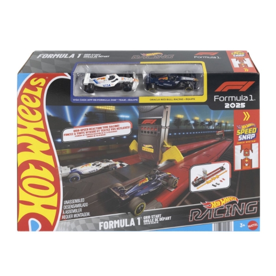 Imagine HOT WHEELS RACING CIRCUIT DE CURSE GRID START FORMULA 1 2025 CU 2 MASINUTE INCLUSE