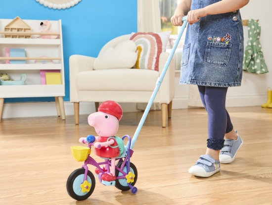 Imagine PEPPA PIG SET GATA DE PEDALAT PAPUSA PEPPA CU BICICLETA SI ACCESORII