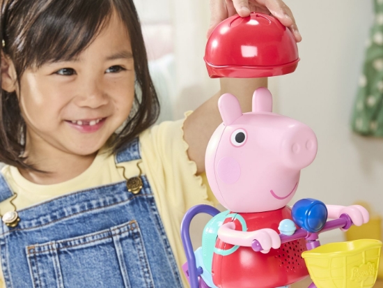 Imagine PEPPA PIG SET GATA DE PEDALAT PAPUSA PEPPA CU BICICLETA SI ACCESORII