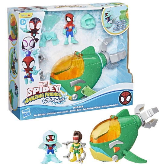 Imagine SPIDEY SI PRIETENII LUI UIMITORI MARVEL WATER WEBS SET SUBMARINUL DOC OCK CU FIGURINE SI ACCESORII