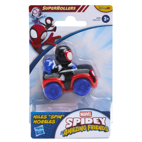 Imagine SPIDEY SI PRIETENII LUI UIMITORI MARVEL SUPER ROLLERS SET FIGURINA MILES MORALES CU VEHICUL 5.5CM