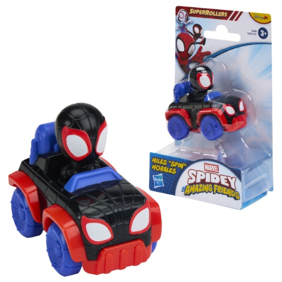 Imagine SPIDEY SI PRIETENII LUI UIMITORI MARVEL SUPER ROLLERS SET FIGURINA MILES MORALES CU VEHICUL 5.5CM