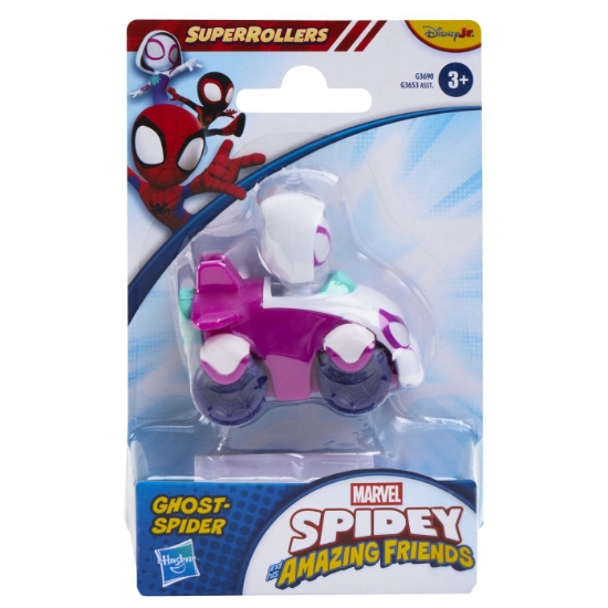 Imagine SPIDEY SI PRIETENII LUI UIMITORI MARVEL SUPER ROLLERS SET FIGURINA GHOST SPIDER CU VEHICUL 5.5CM