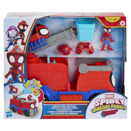 Imagine SPIDEY SI PRIETENII LUI UIMITORI MARVEL RESCUE WEBS SET CAMION DE POMPIERI CU FIGURINE SI ACCESORII 