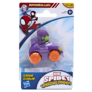 Imagine SPIDEY SI PRIETENII LUI UIMITORI MARVEL SUPER ROLLERS SET FIGURINA GREEN GOBLIN CU VEHICUL 5.5CM