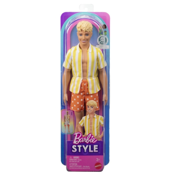 Imagine BARBIE PAPUSA BAIAT FASHIONISTAS IN CAMASA SI PANTALONI PORTOCALII