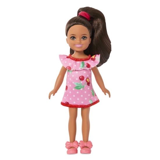 Imagine BARBIE PAPUSA CHELSEA BLONDA CU ROCHITA ROZ CU BULINE