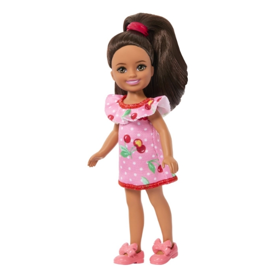 Imagine BARBIE PAPUSA CHELSEA BLONDA CU ROCHITA ROZ CU BULINE
