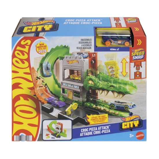 Imagine HOT WHEELS CITY PISTA INAMICILOR ATACUL CROC PIZZA