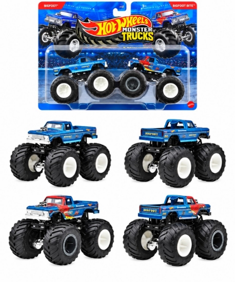 Imagine HOT WHEELS MONSTER TRUCK SET 2 MASINI BIGFOOT SI BIGFOOT BITE SCARA 1 LA 64