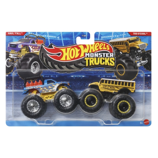 Imagine HOT WHEELS MONSTER TRUCK SET 2 MASINI HAUL YALL SI TOO SCOOL  SCARA 1 LA 64