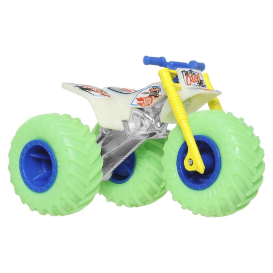 Imagine HOT WHEELS MONSTER TRUCK GLOW IN THE DARK MASINUTA TRI TO CRUSH ME SCARA 1 LA 64