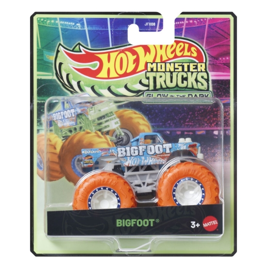 Imagine HOT WHEELS MONSTER TRUCK GLOW IN THE DARK MASINUTA BIGFOOT SCARA 1 LA 64