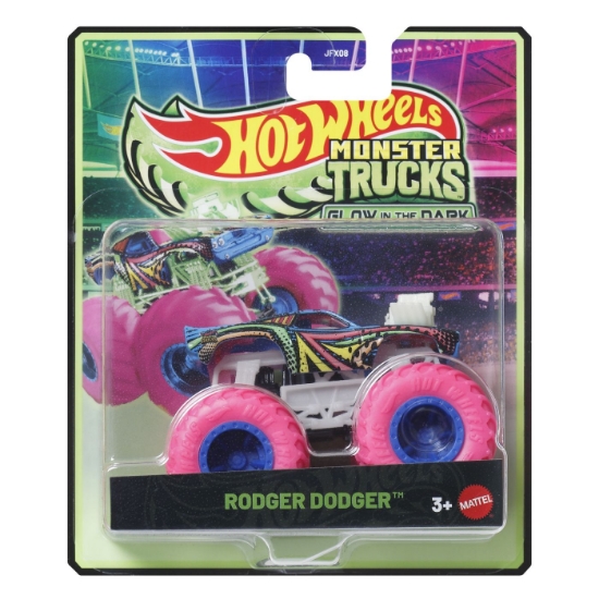 Imagine HOT WHEELS MONSTER TRUCK GLOW IN THE DARK MASINUTA RODGER DODGER SCARA 1 LA 64