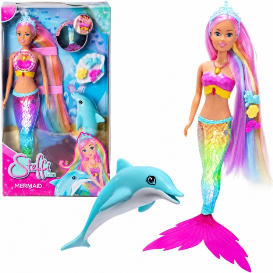 Imagine STEFFI LOVE SET PAPUSA STEFFI SIRENA CU COADA CURCUBEU SI DELFIN 