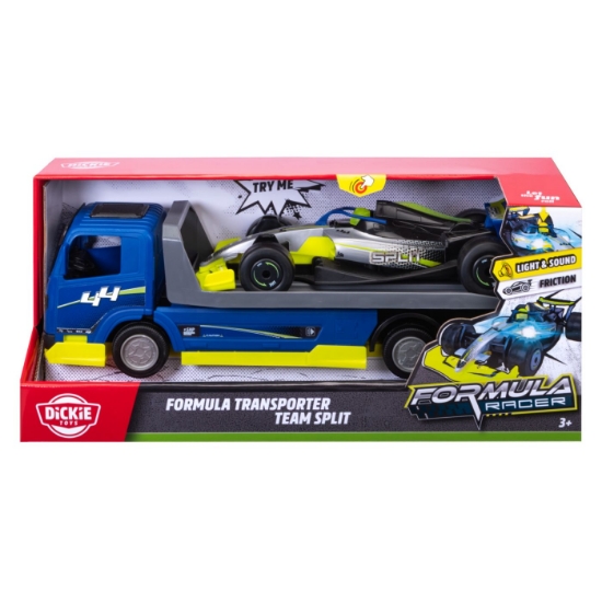 Imagine DICKIE TOYS FORMULA RACER SET TRANSPORTATOR FORMULA CU MASINUTA DE CURSE SPLIT 35CM
