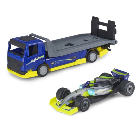 Imagine DICKIE TOYS FORMULA RACER SET TRANSPORTATOR FORMULA CU MASINUTA DE CURSE SPLIT 35CM