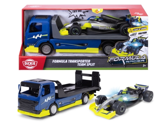 Imagine DICKIE TOYS FORMULA RACER SET TRANSPORTATOR FORMULA CU MASINUTA DE CURSE SPLIT 35CM