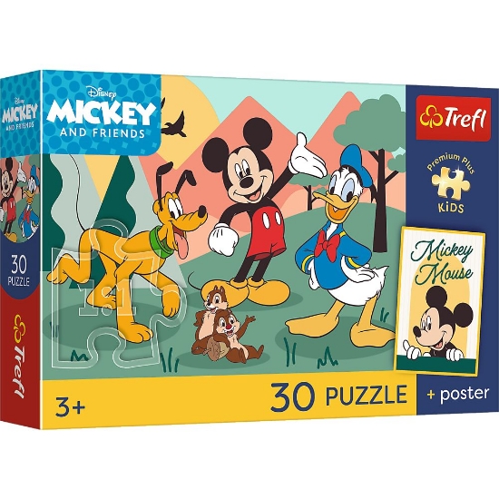 Imagine PUZZLE TREFL 30 PREMIUM PLUS KIDS MICKEY SI PRIETENII MOMENTE DE BASM PLUS POSTER 