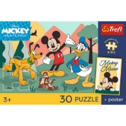 Imagine PUZZLE TREFL 30 PREMIUM PLUS KIDS MICKEY SI PRIETENII MOMENTE DE BASM PLUS POSTER 