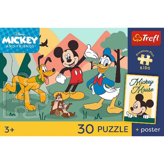 Imagine PUZZLE TREFL 30 PREMIUM PLUS KIDS MICKEY SI PRIETENII MOMENTE DE BASM PLUS POSTER 