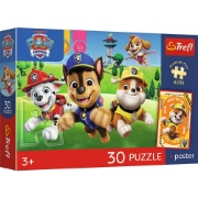 Imagine PUZZLE TREFL 30 PREMIUM PLUS KIDS PATRULA CATELUSILOR CATEI PE DRUM PLUS POSTER 